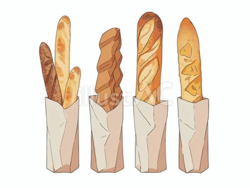 フランスパン,パン,バゲット,食べ物,紙袋,無料イラスト