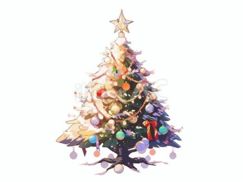 無料イラスト,クリスマスツリー,クリスマス,もみの木,飾り,電飾,木