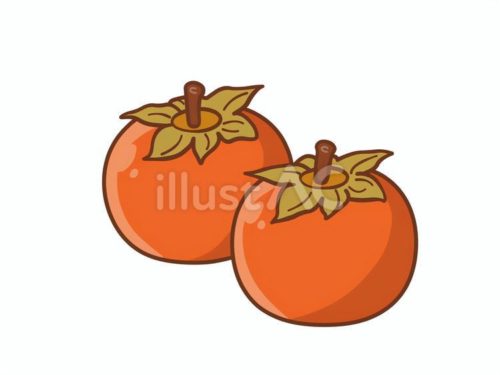 無料イラスト,柿,果物,食べ物,秋,橙色