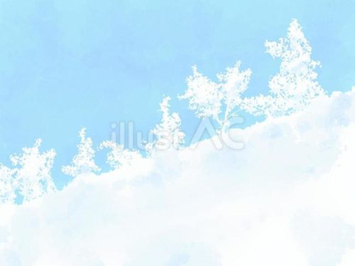 無料イラスト,雪山,斜面,冬,針葉樹,空,背景,自然