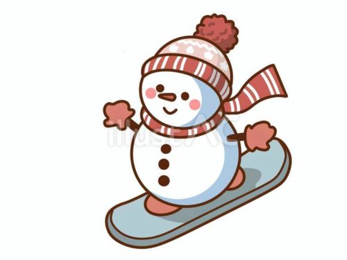 無料イラスト,スノボー,スノーボード,スポーツ,冬,雪だるま,レジャー,かわいい