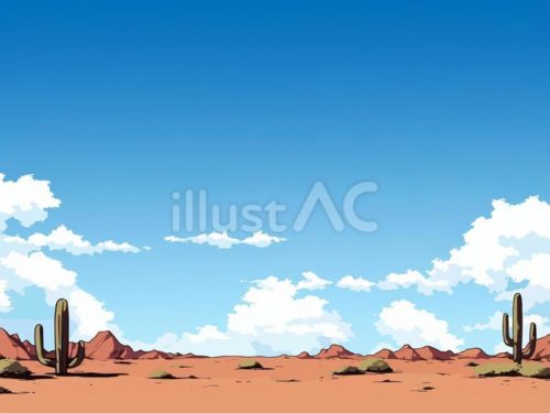 無調イラスト,メキシコ,砂漠,サボテン,青空,雲,背景